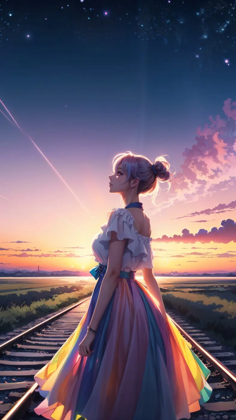 anime girl on railway track wallpaper