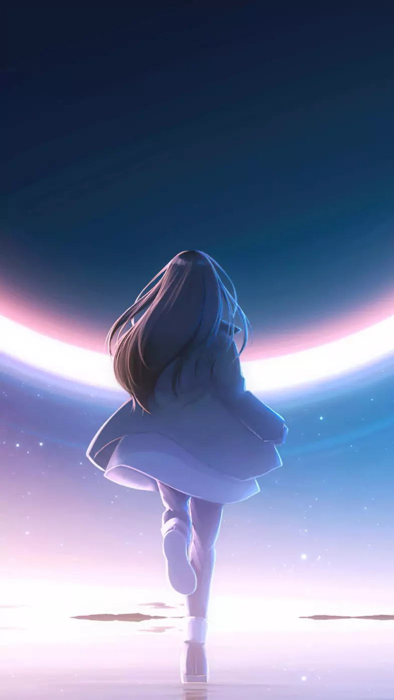 anime girl reflection star night wallpaper