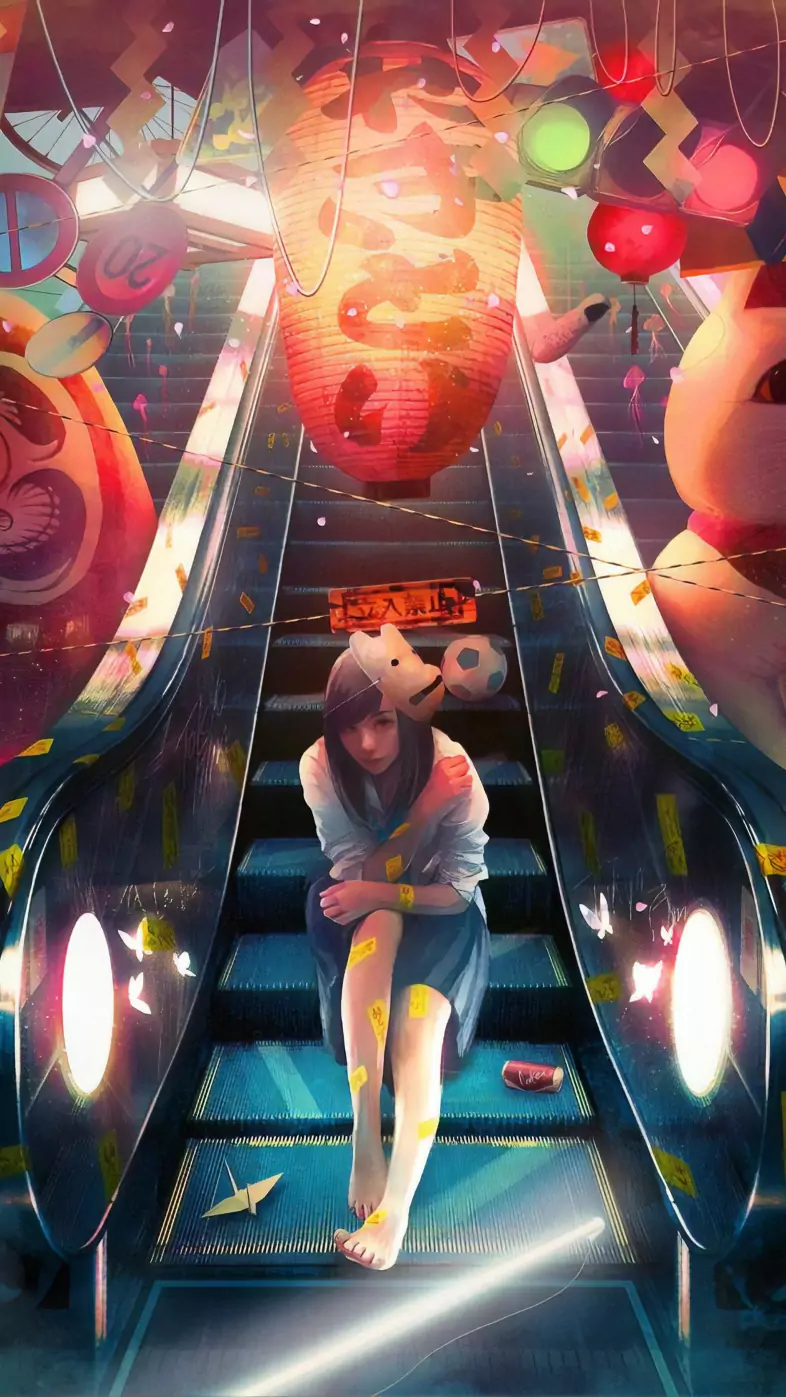 anime girl sitting wallpaper