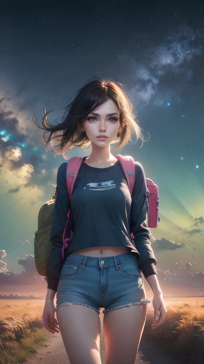 anime girl solo trek wallpaper