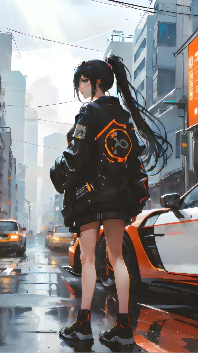 anime girl sports car wallpaper
