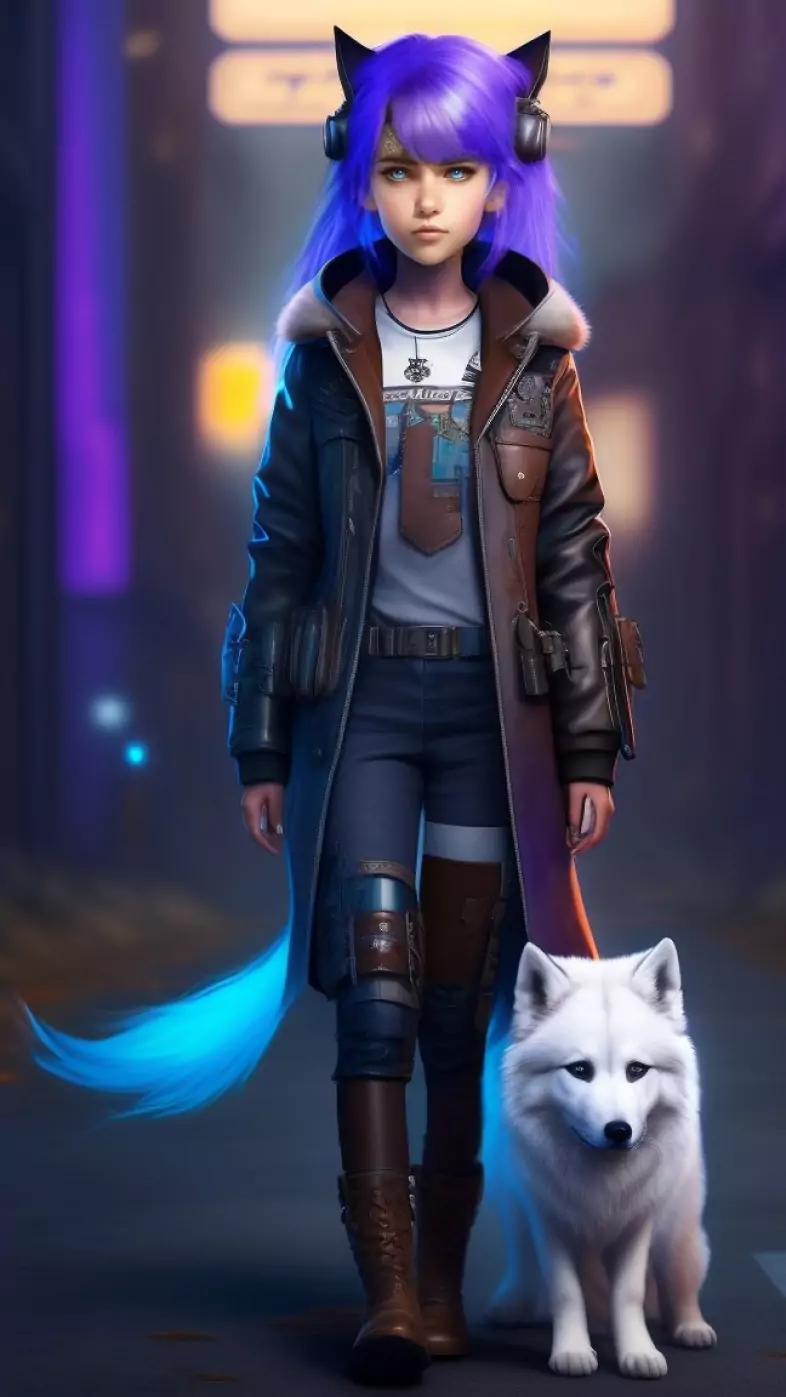anime girl with dog wallpaper
