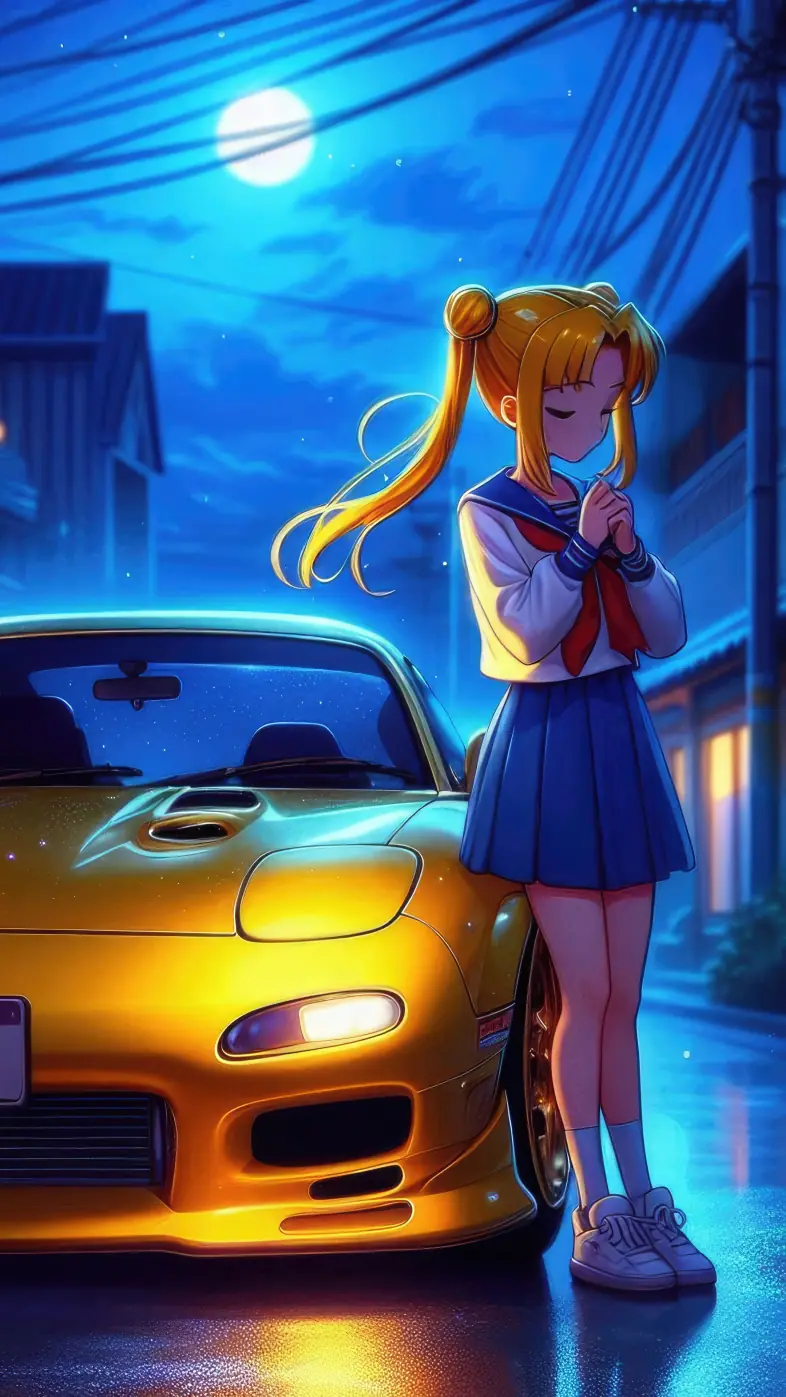 anime girl with mazda rx7 wallpaper