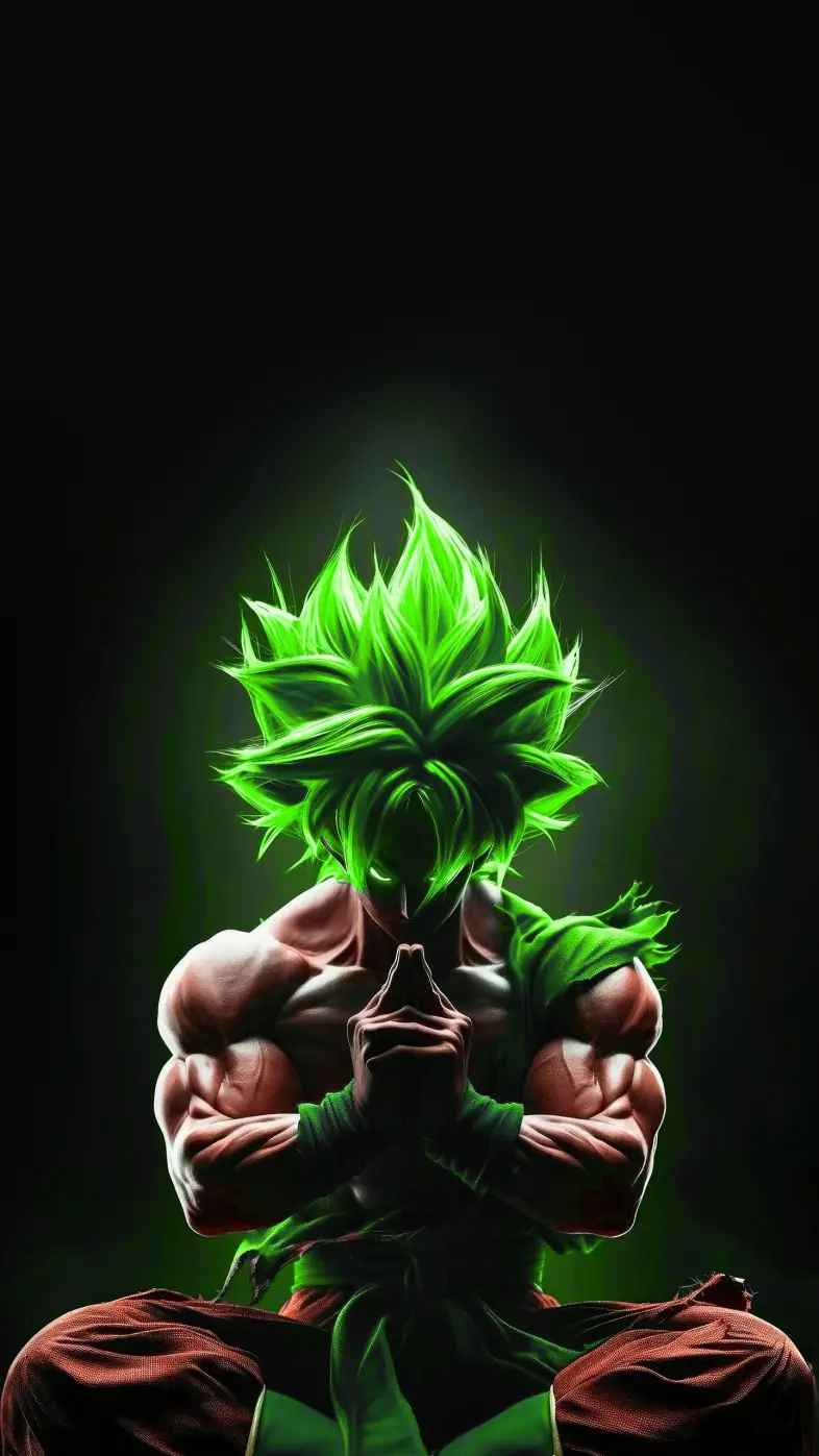 anime goku fanart green wallpaper