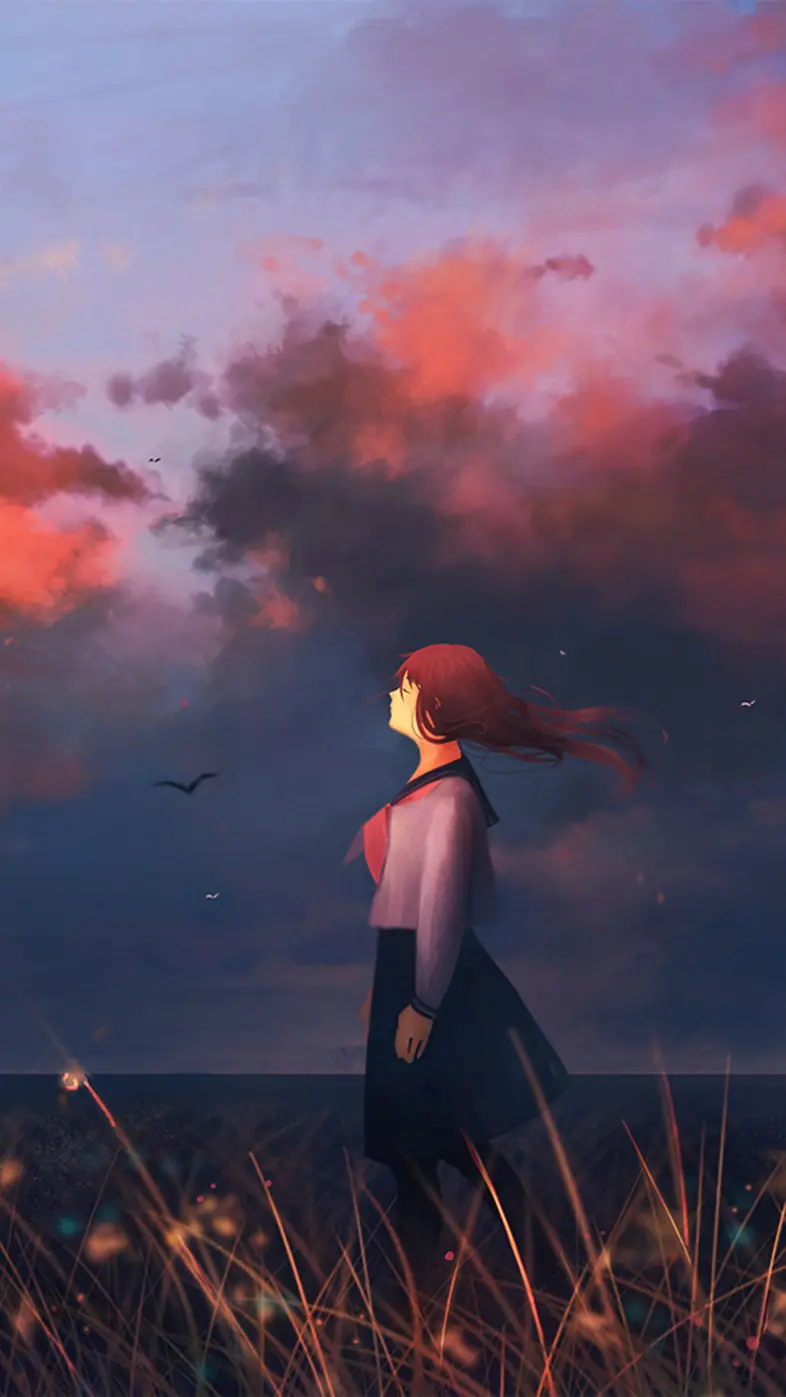 anime long hair original wallpaper