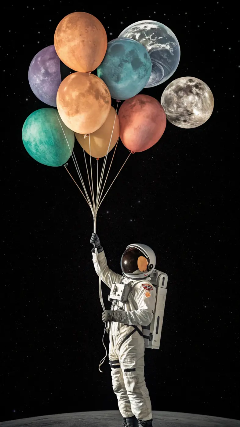 astronaut balloons wallpaper