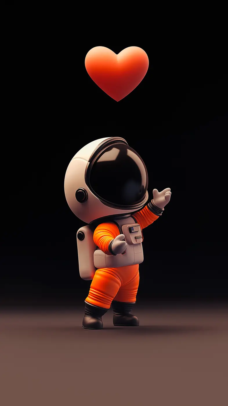 astronaut heart love art wallpaper