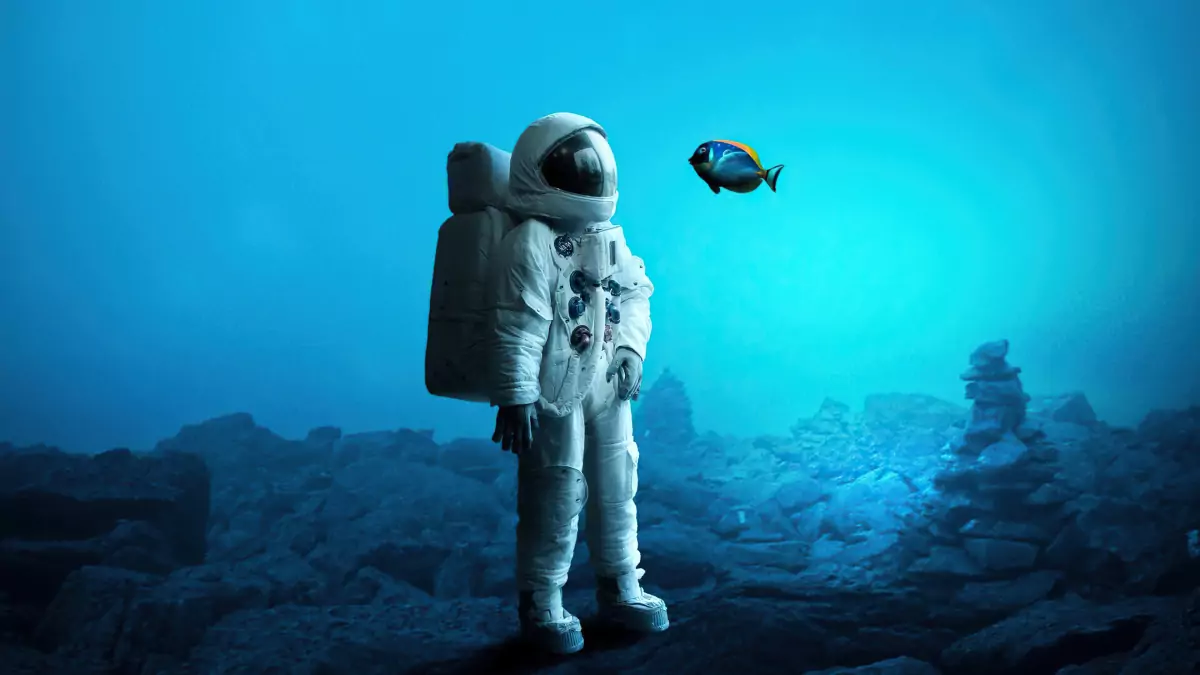 astronaut in ocean wallpaper
