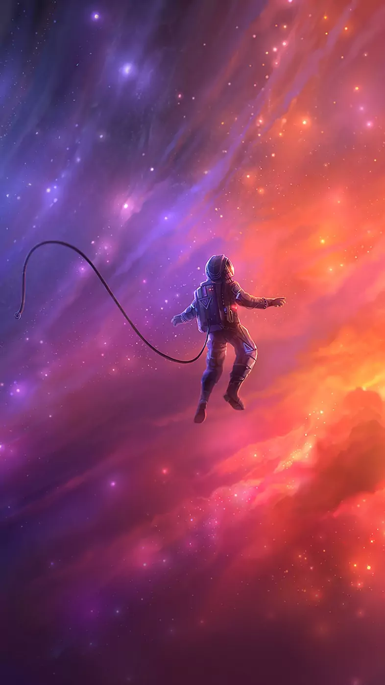 astronaut liberated shackled spiral galaxy wallpaper