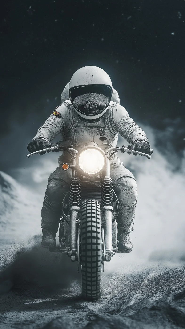 astronaut on his motorcycle wallpaper