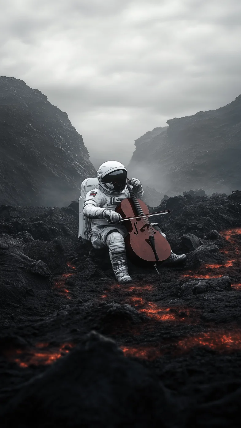 astronaut sitting in the middle dark wallpaper
