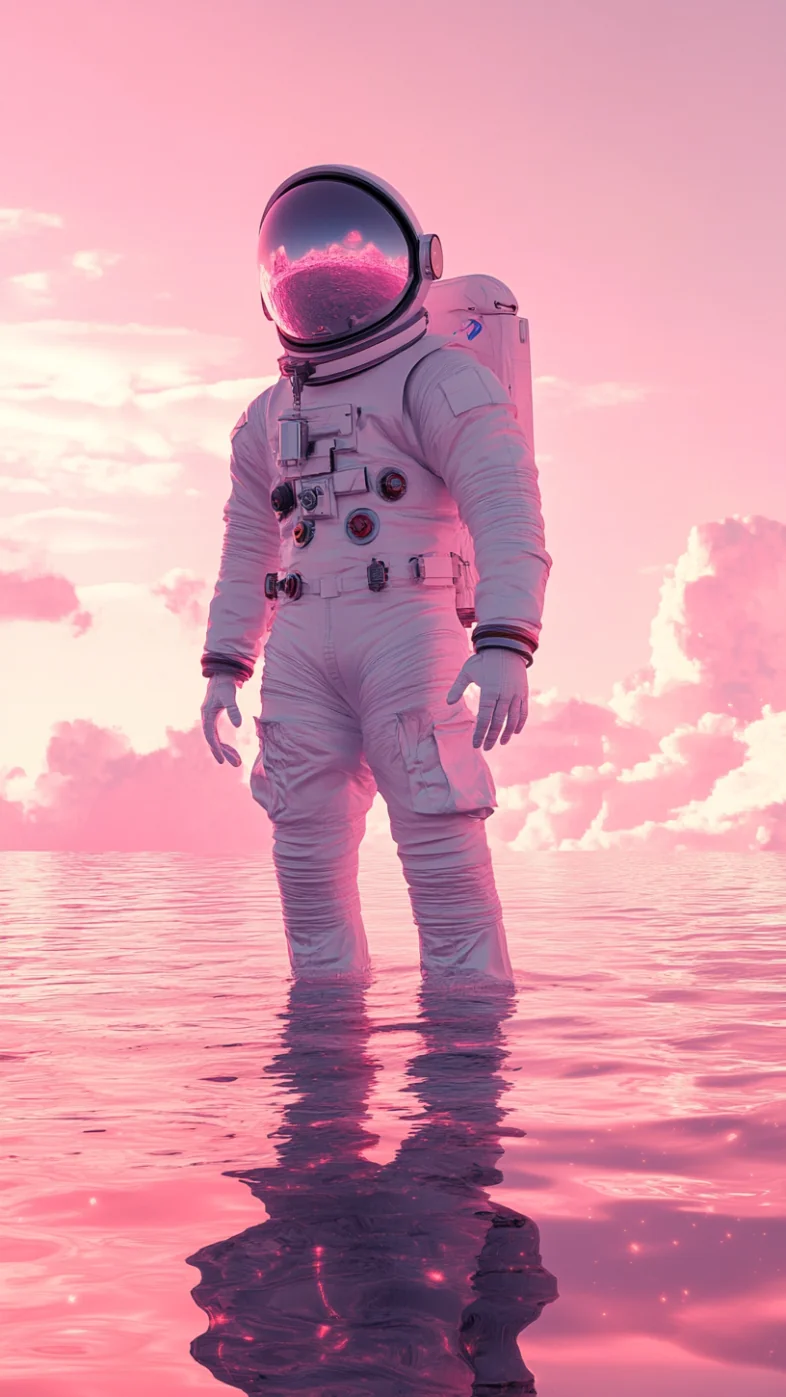 astronaut stands in the water wallpaper