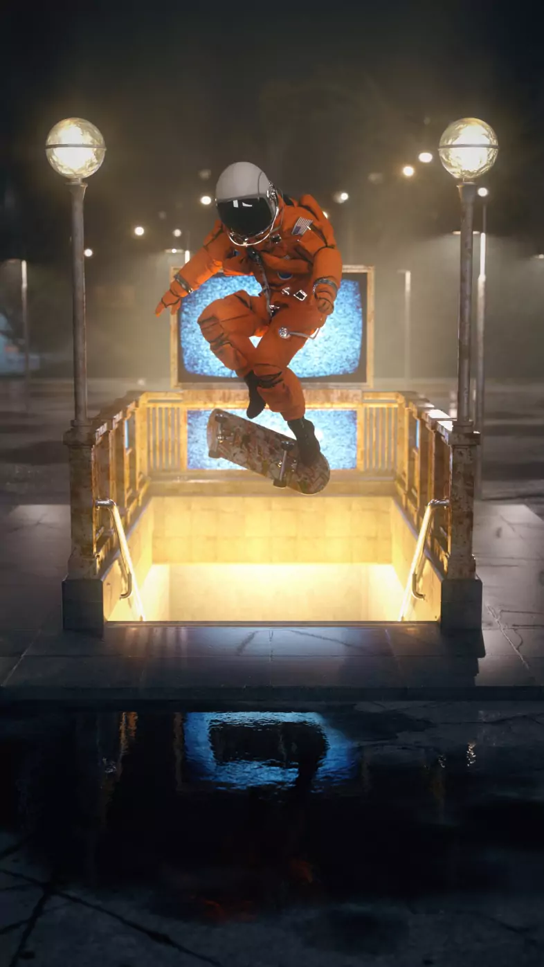astronaut subway skating wallpaper