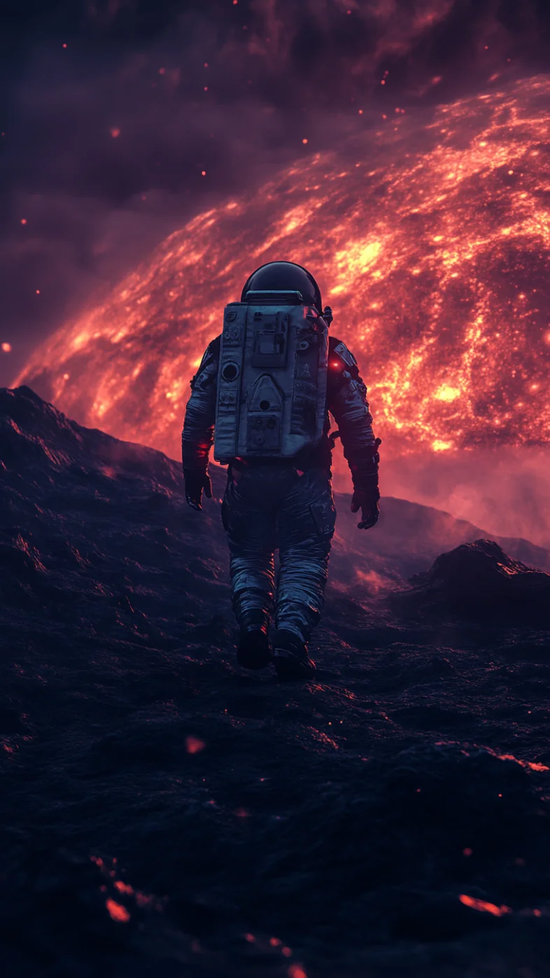 astronaut walking wallpaper