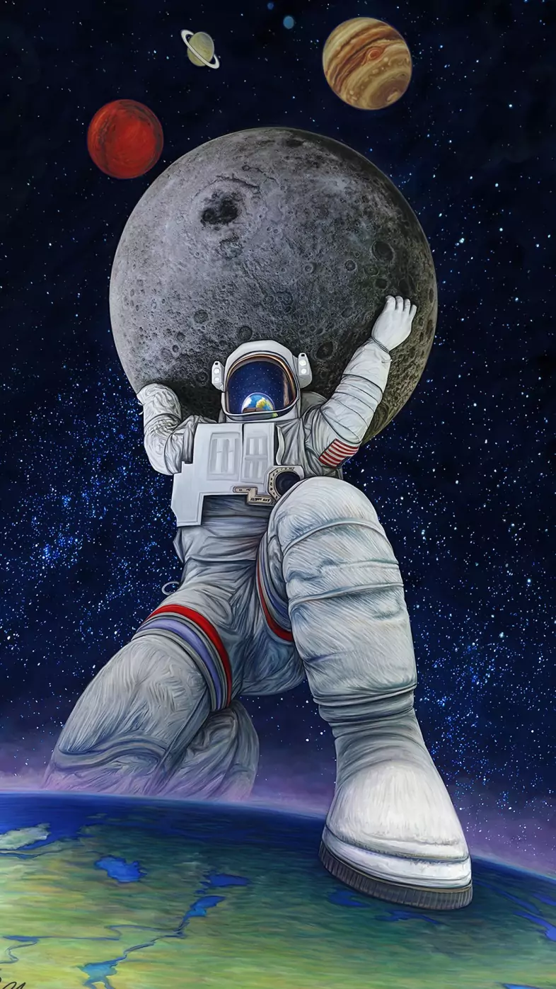 astronavt gigant art wallpaper