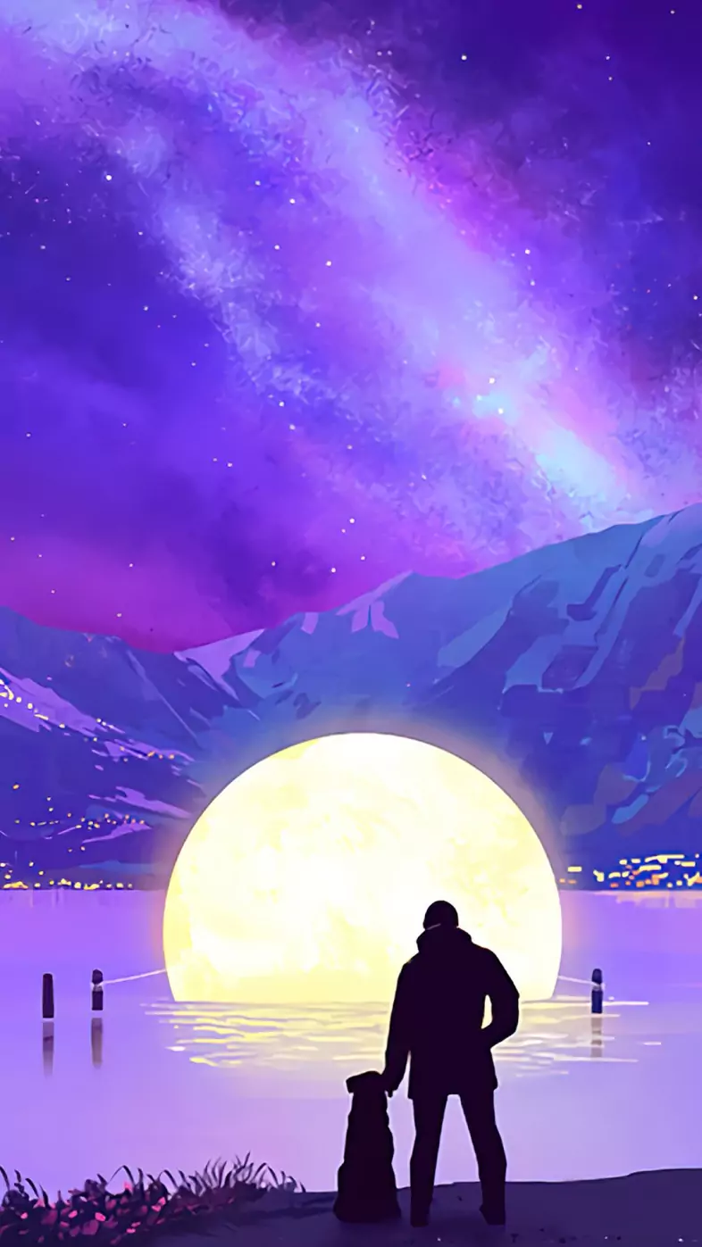 at moon lake with friend wallpaper