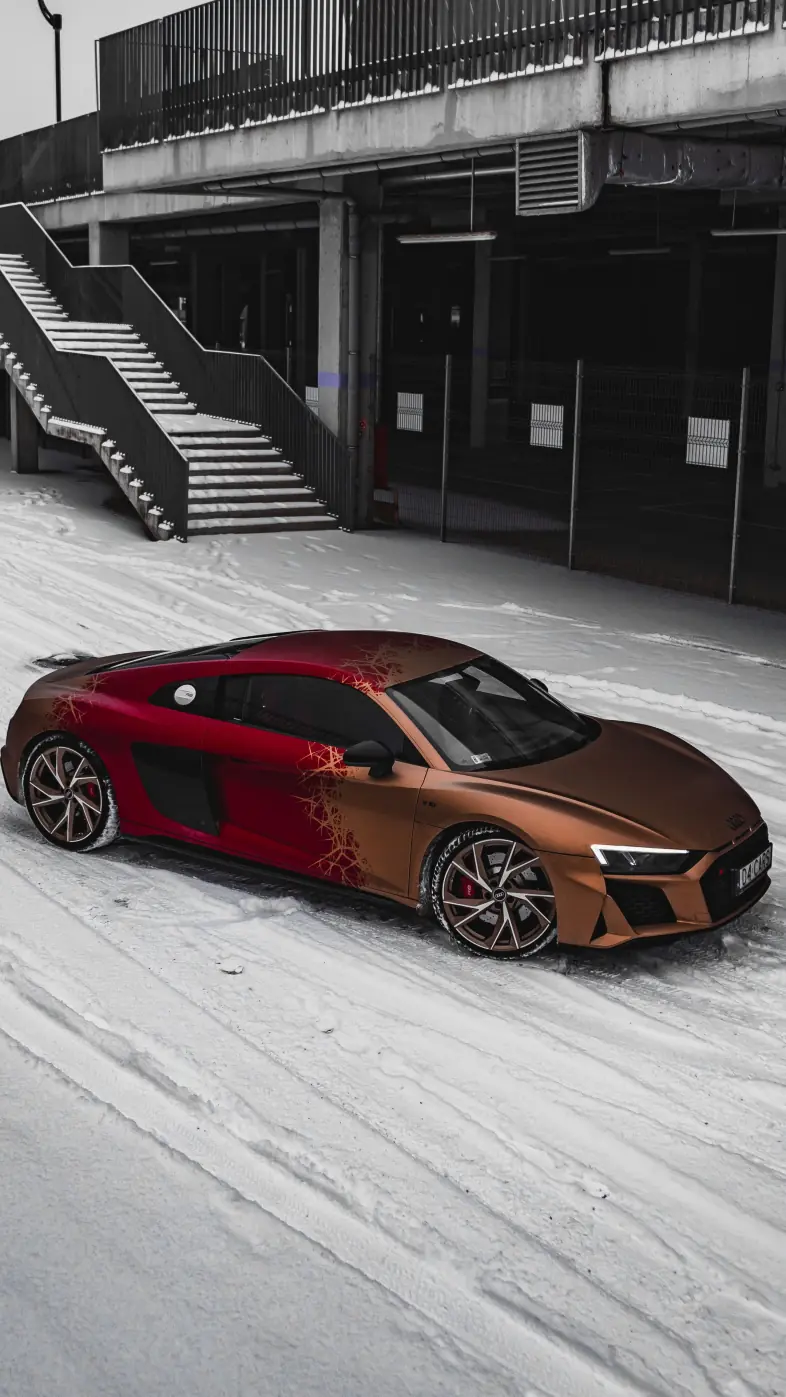 audi r8 in snow rm car wallpaper