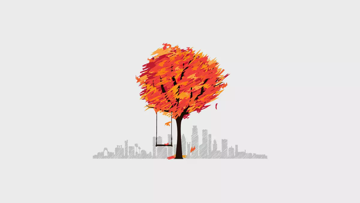 autumn tree minimal art wallpaper
