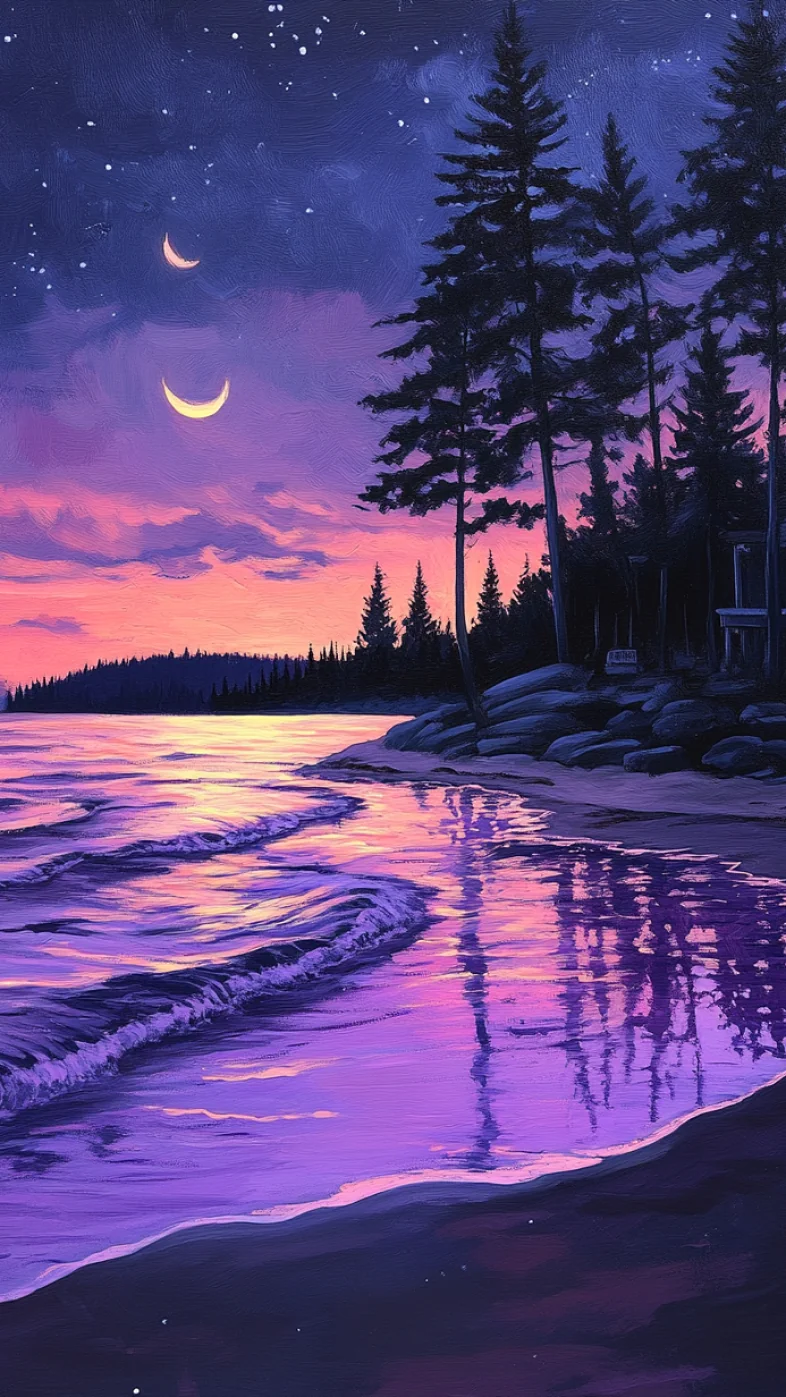 beach with glowing waves wallpaper