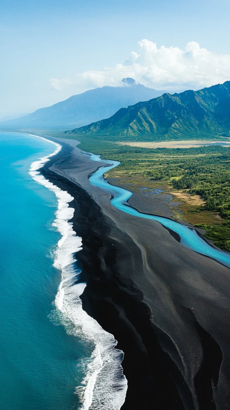 beach with mountains wallpaper
