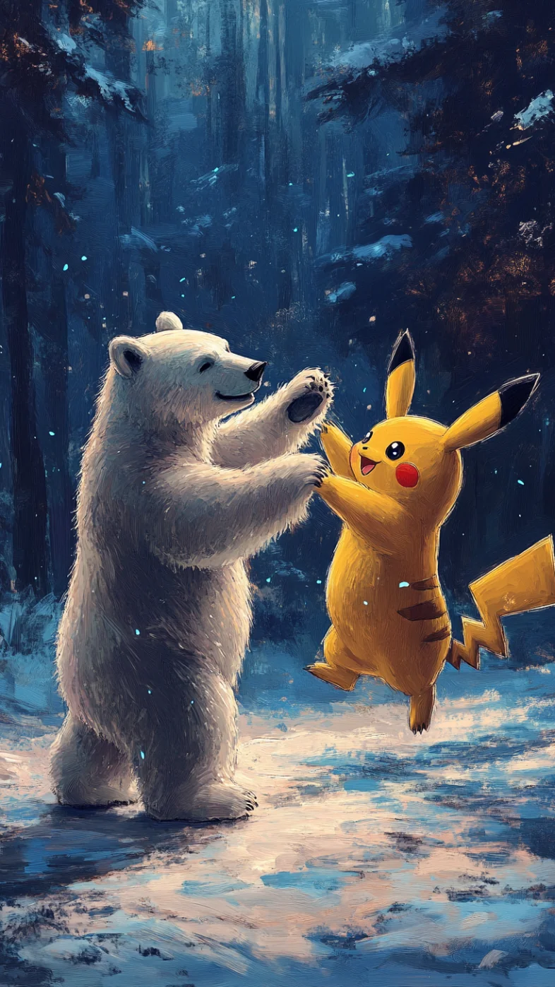 bear dancing salsa with Pikachu wallpaper