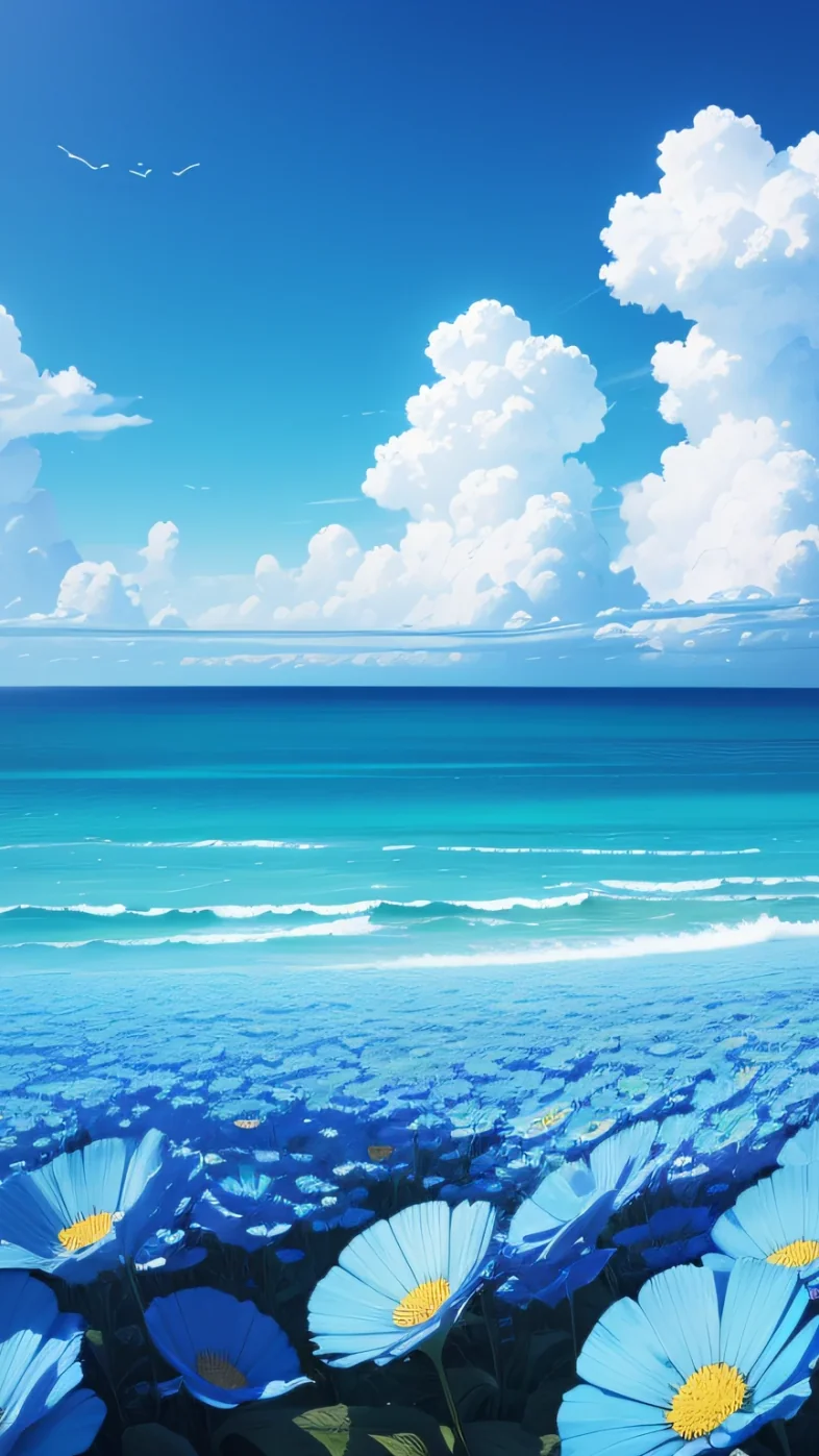 beautiful blue flower art wallpaper
