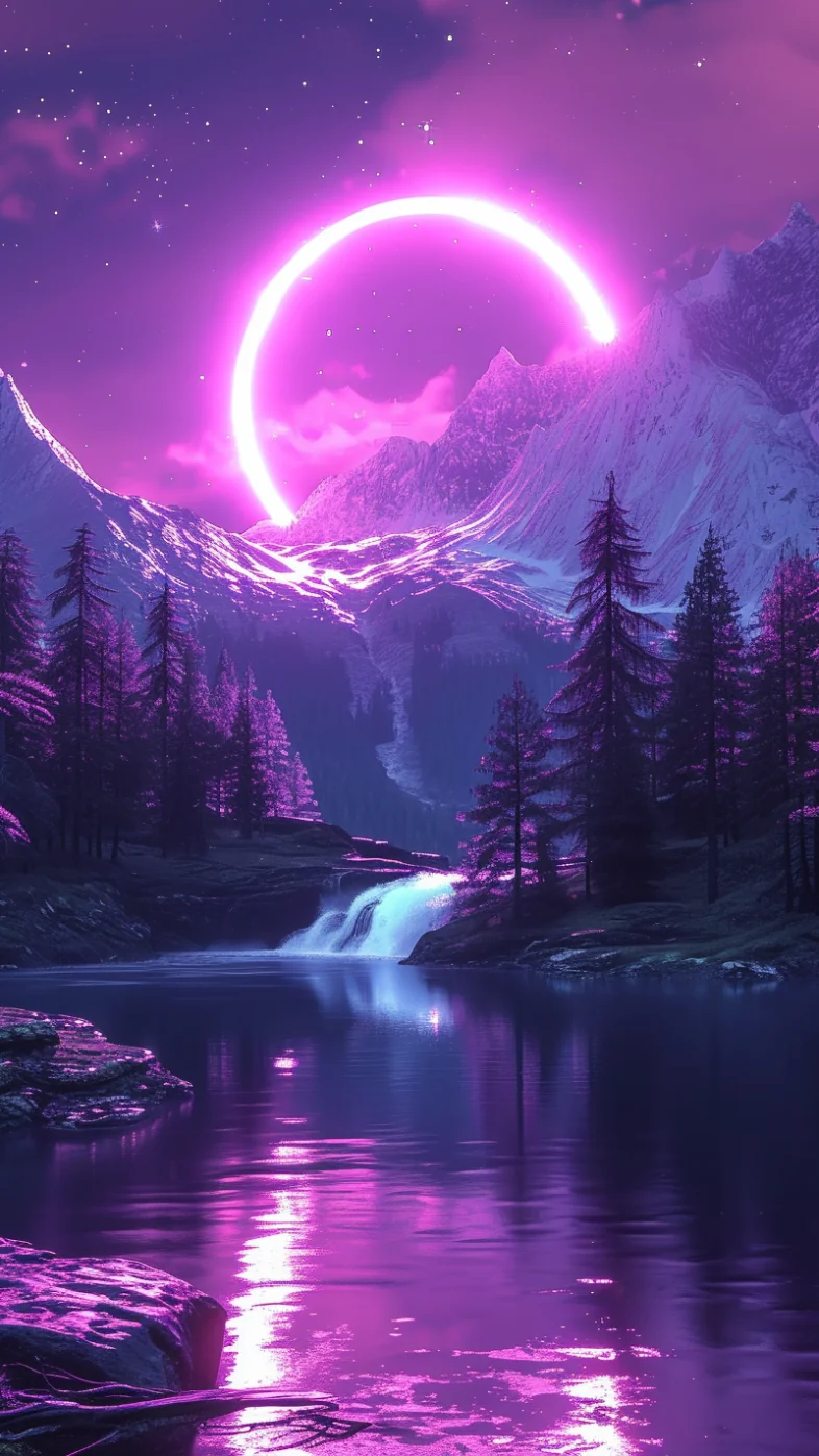 beautiful neon moon breathtaking  wallpaper