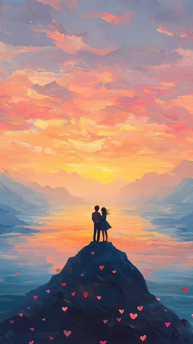 beautiful painting man and woman wallpaper