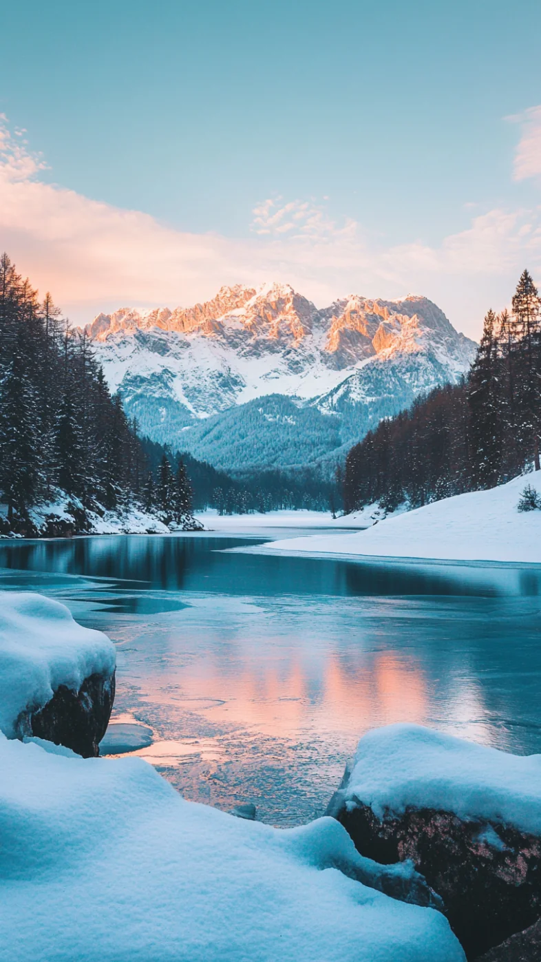 beautiful snowy mountain landscape wallpaper