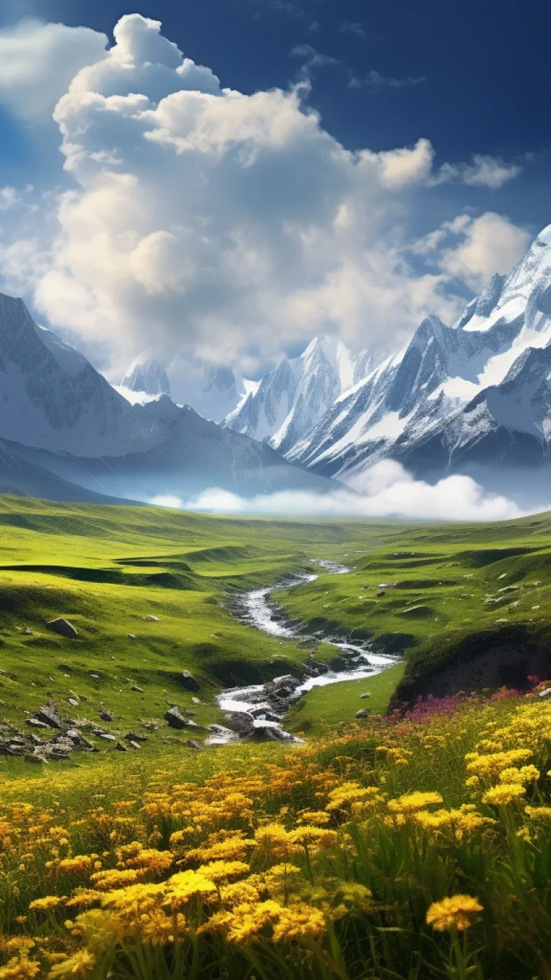 beautiful view snow mountains wallpaper