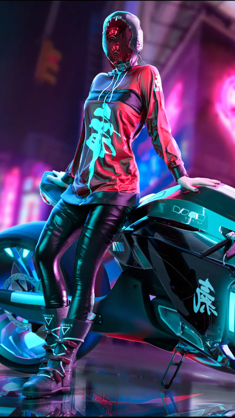 biker cyberpunk girl wallpaper