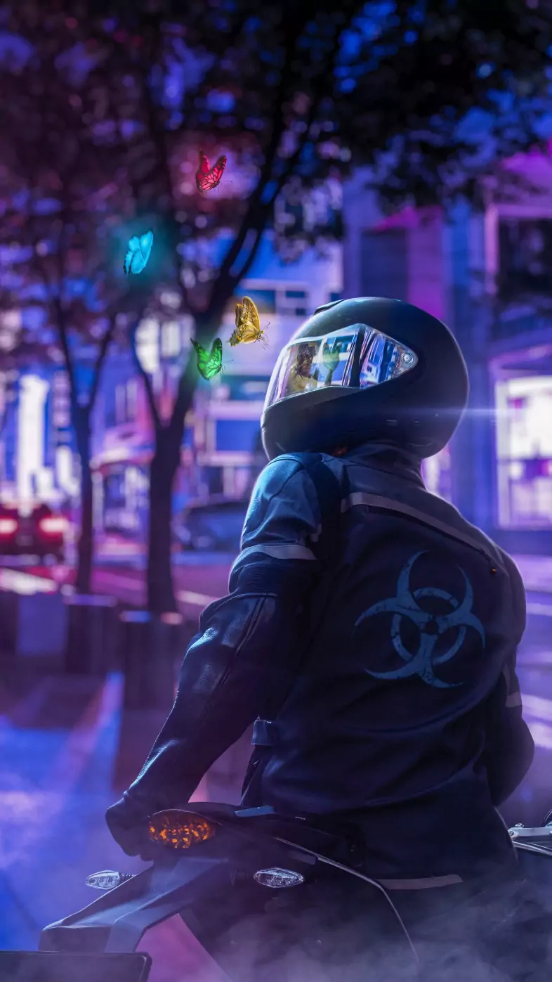 biker dreamy world wallpaper