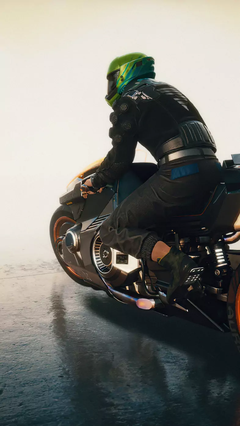 biker iridescent cyberpunk wallpaper
