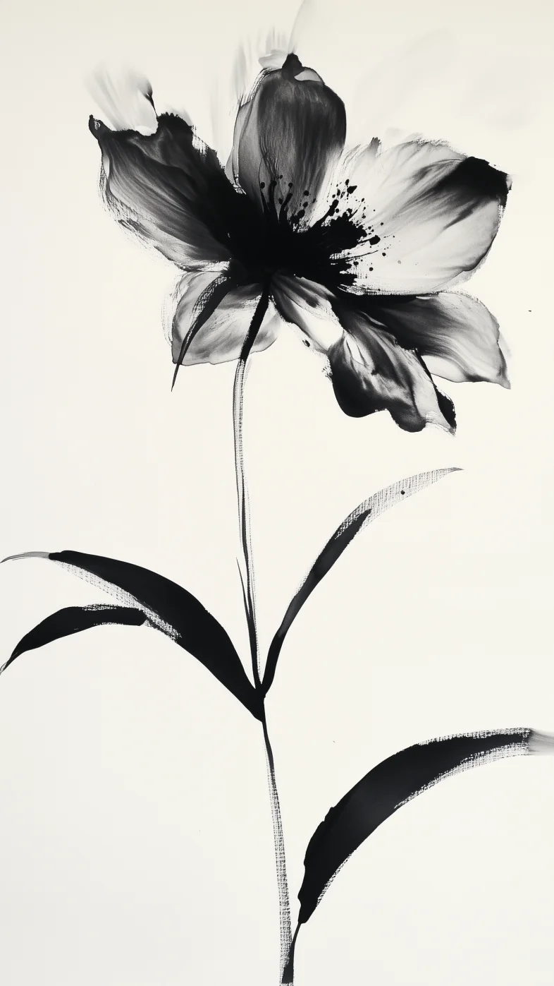 black and white flower art wallpaper
