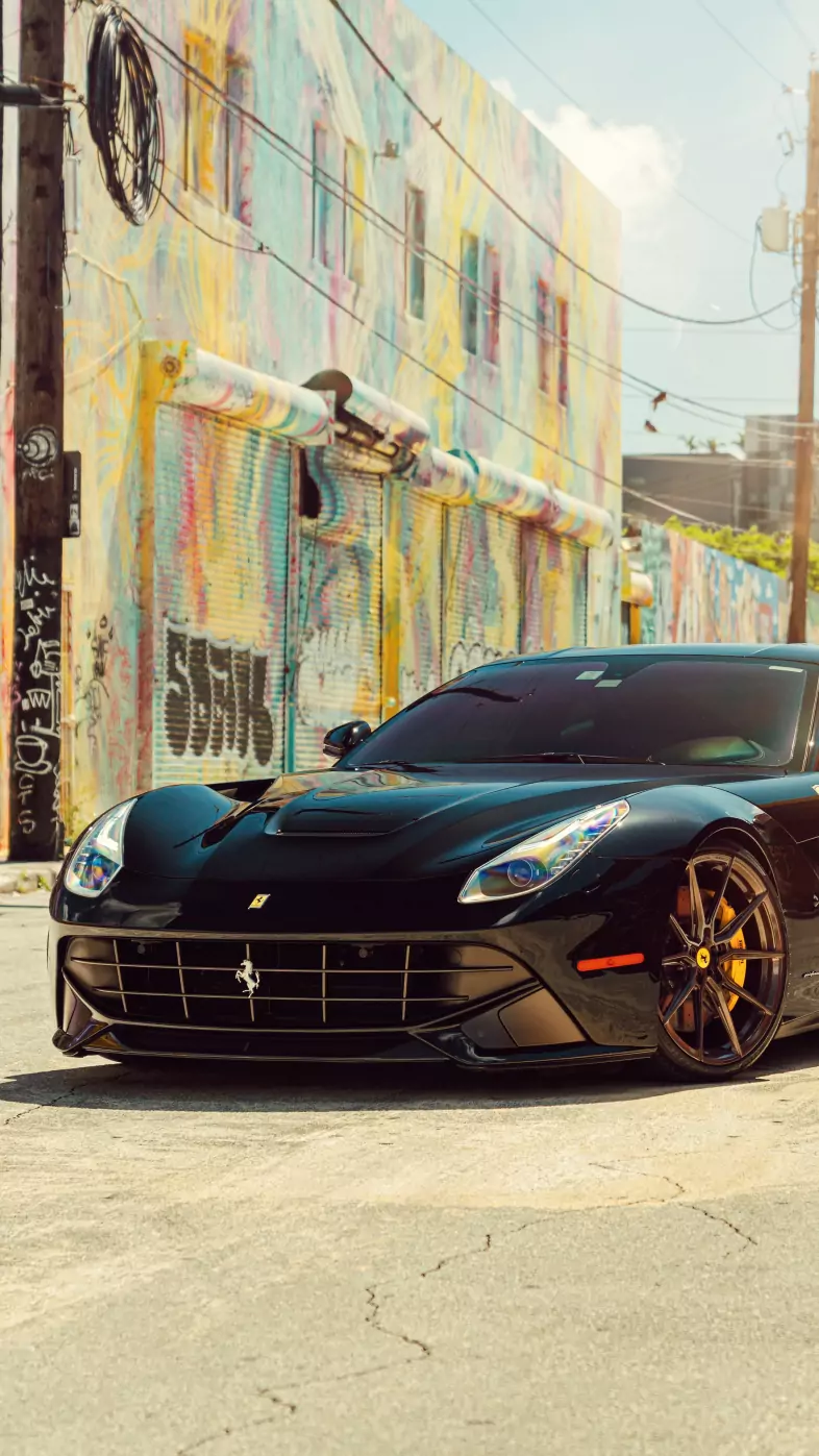 black ferrari f12 car wallpaper