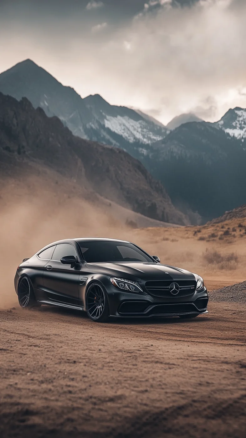 black mercedes c class car wallpaper