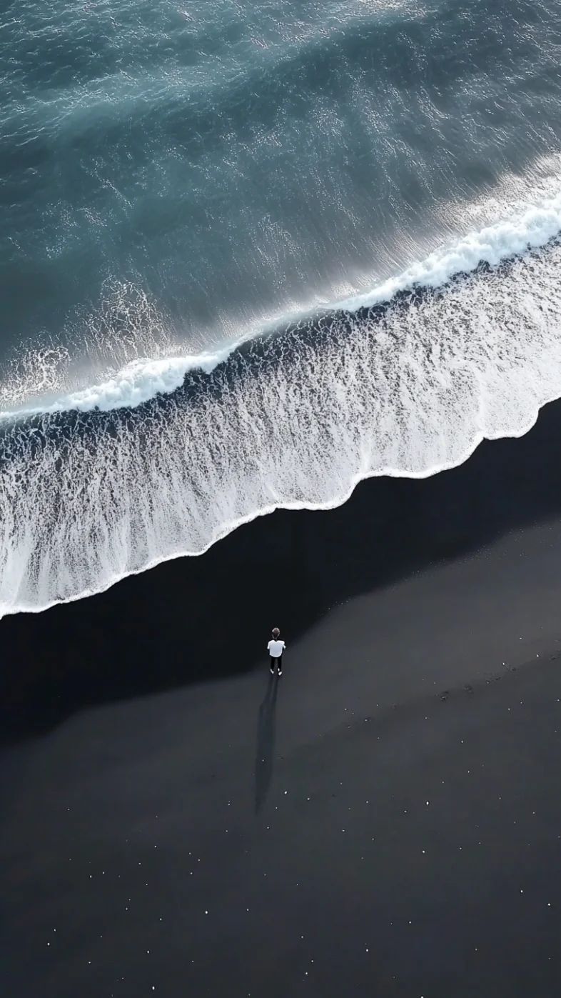 black sand beach wallpaper