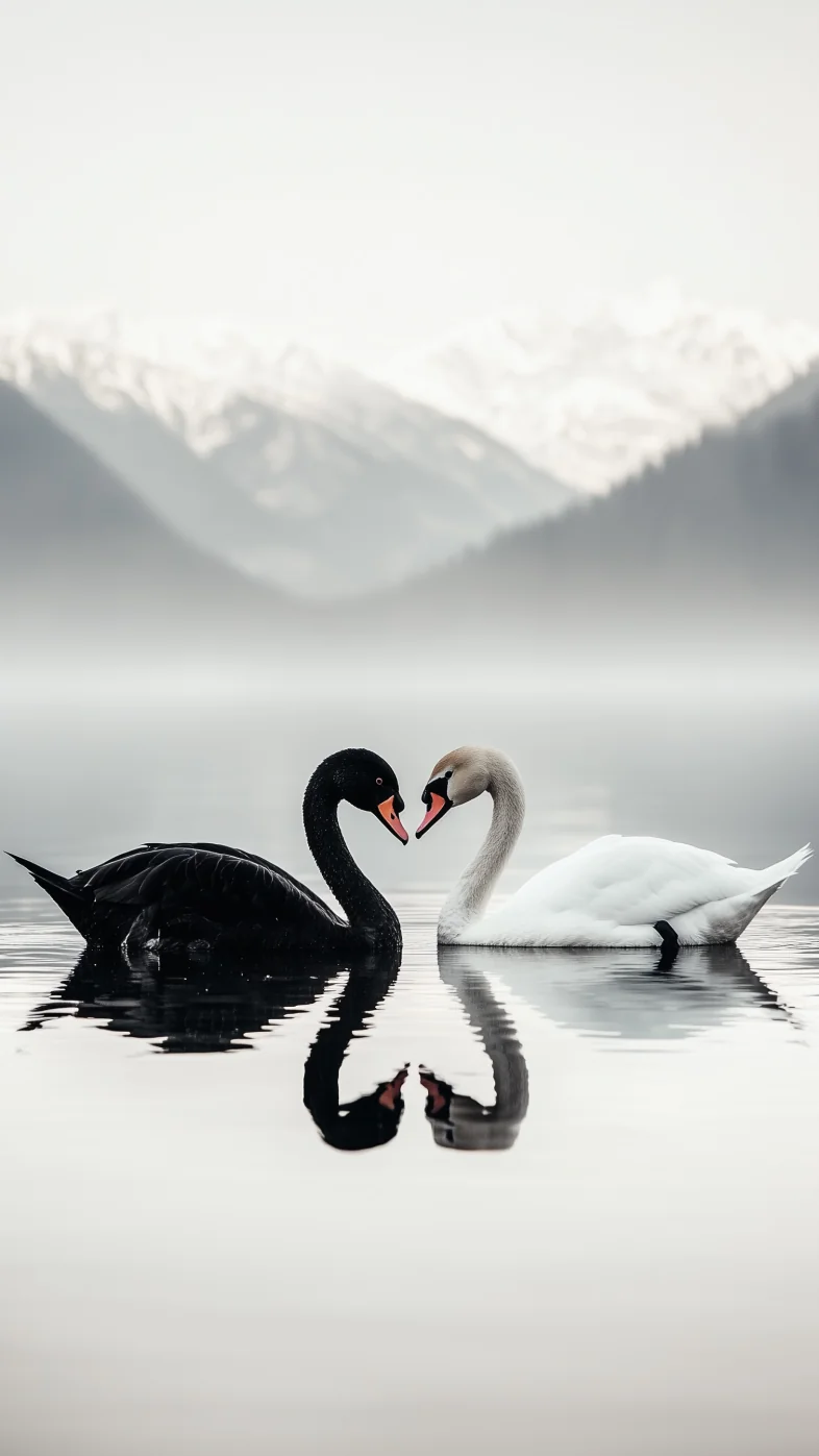 black swan and the white bird wallpaper