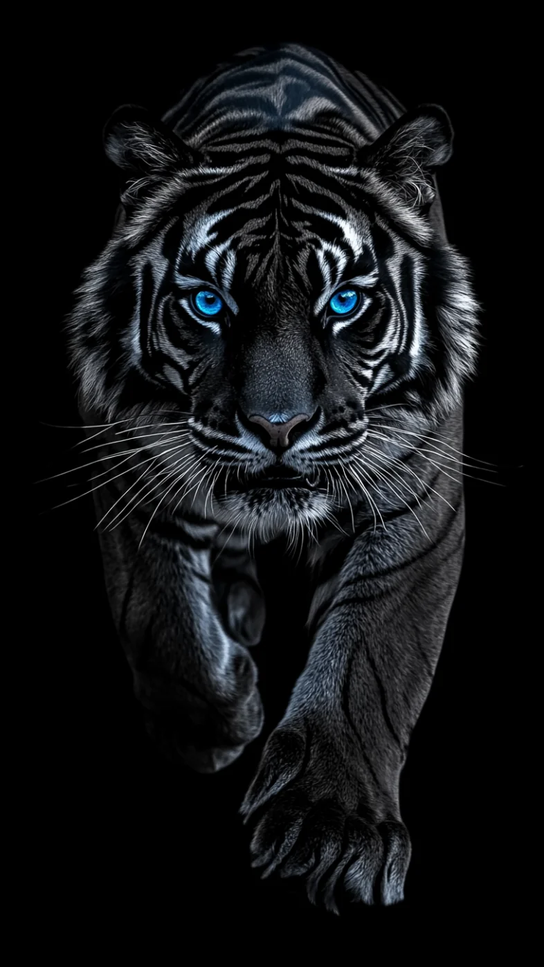 black tiger with blue eyes wallpaper