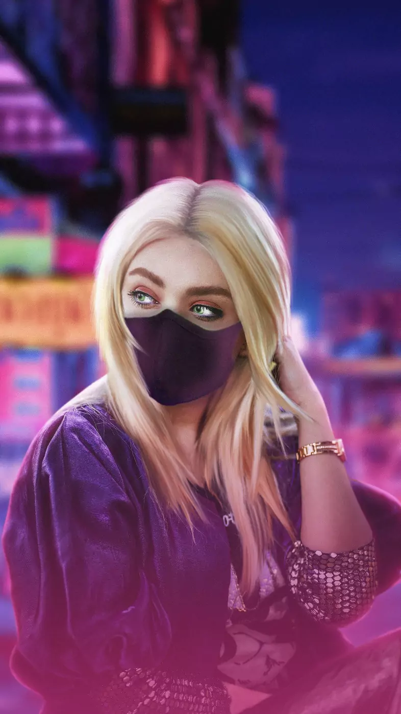 blonde girl green eyes with mask wallpaper