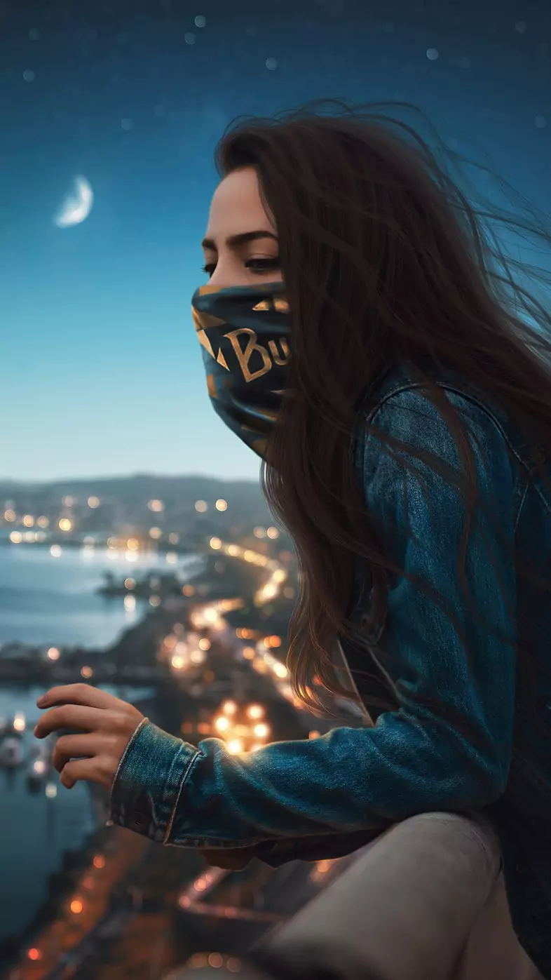 blonde girl mask wallpaper