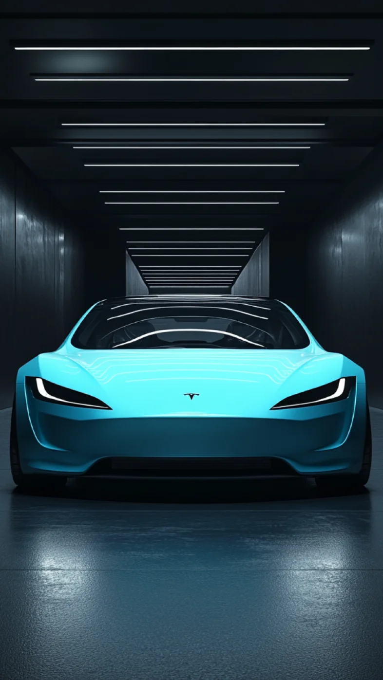 blue Tesla car wallpaper
