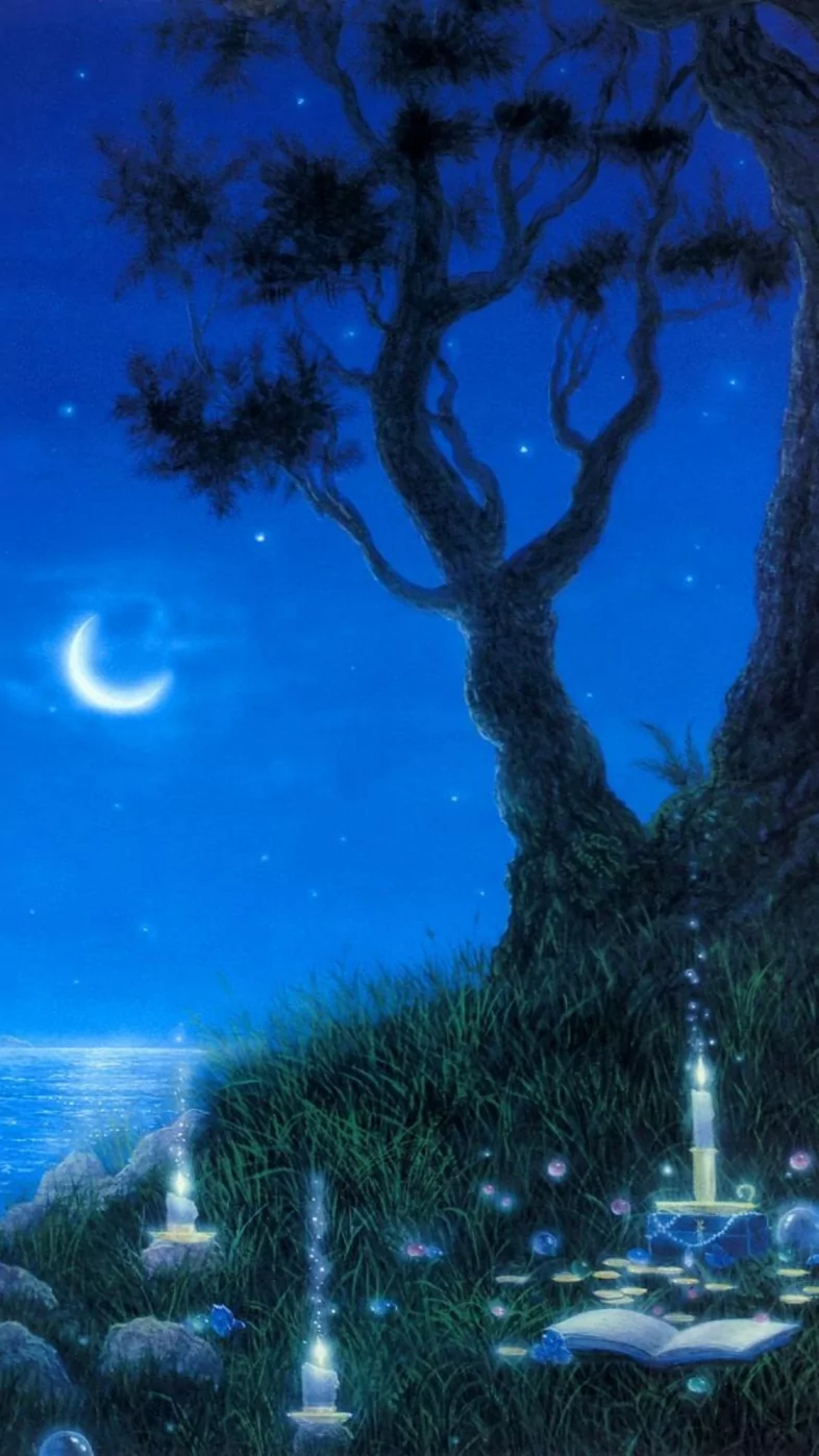 blue aesthetic night moon wallpaper