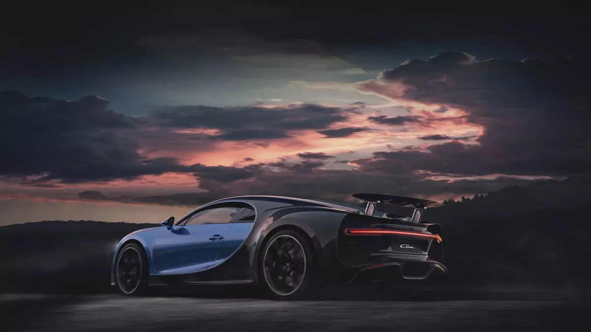 blue bugatti chiron sport car wallpaper