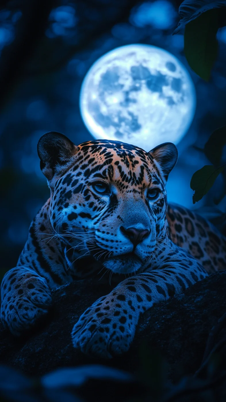 blue full moolight jaguar wallpaper