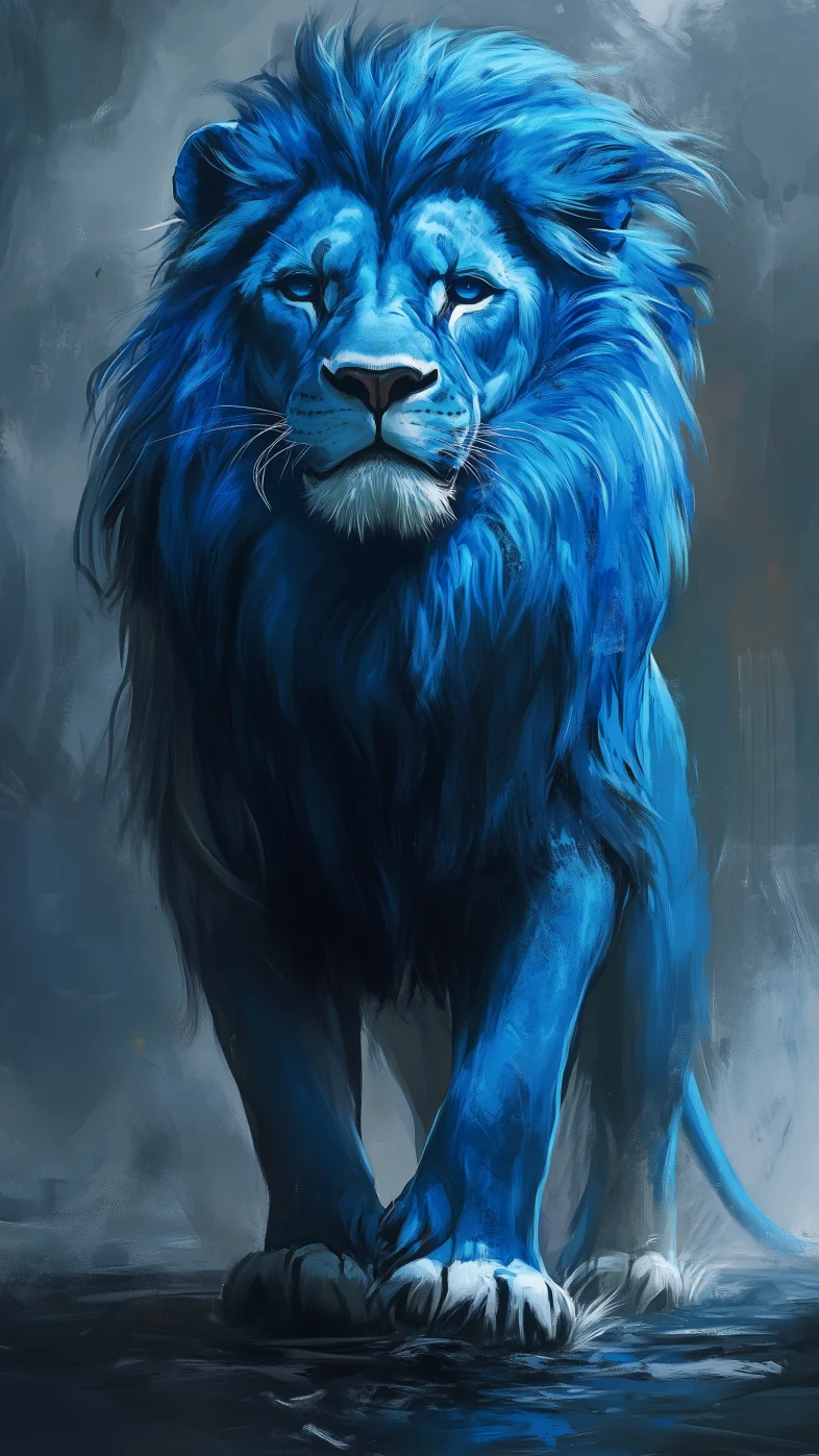 blue lion standing wallpaper