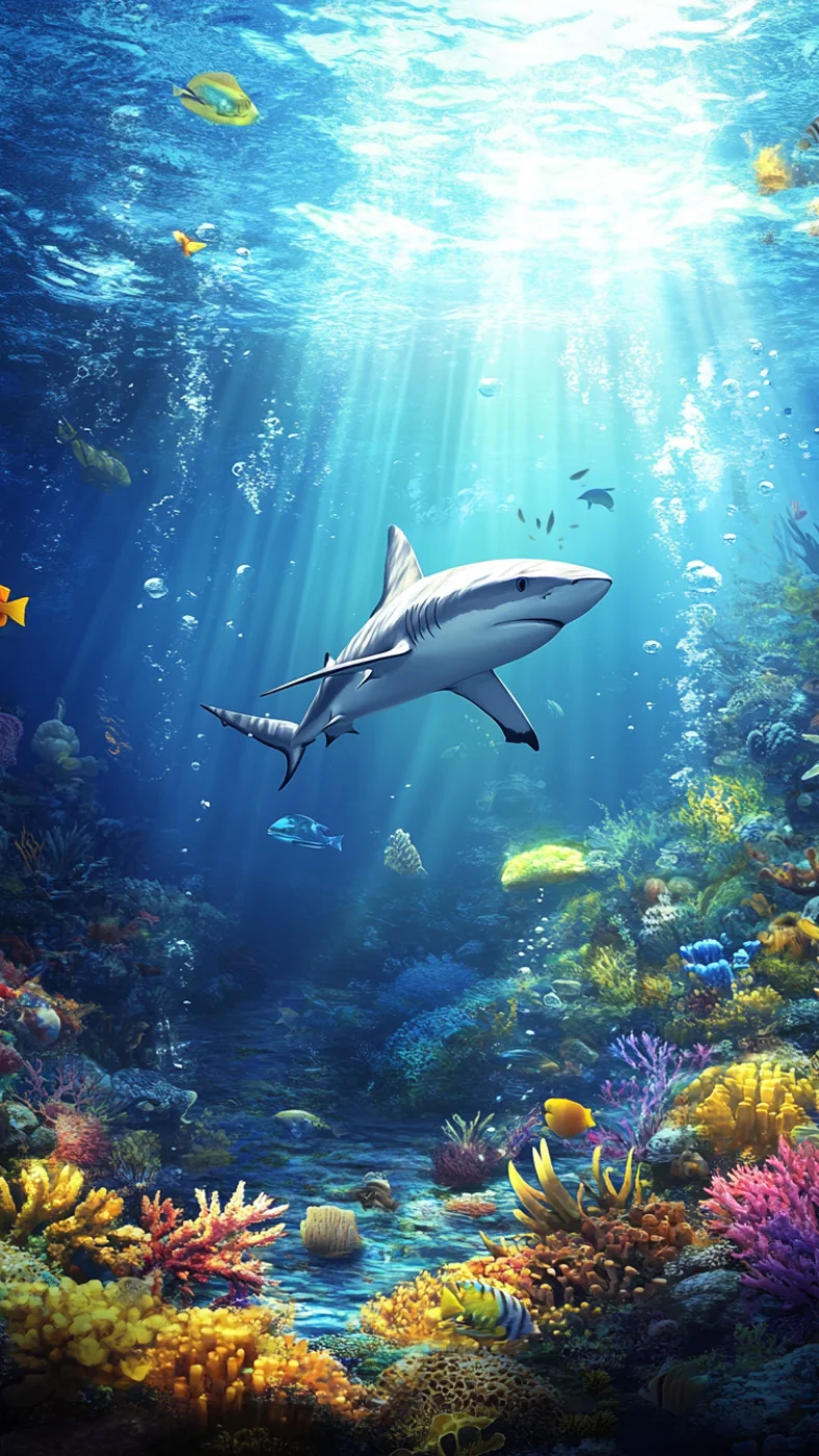 blue ocean shark wallpaper