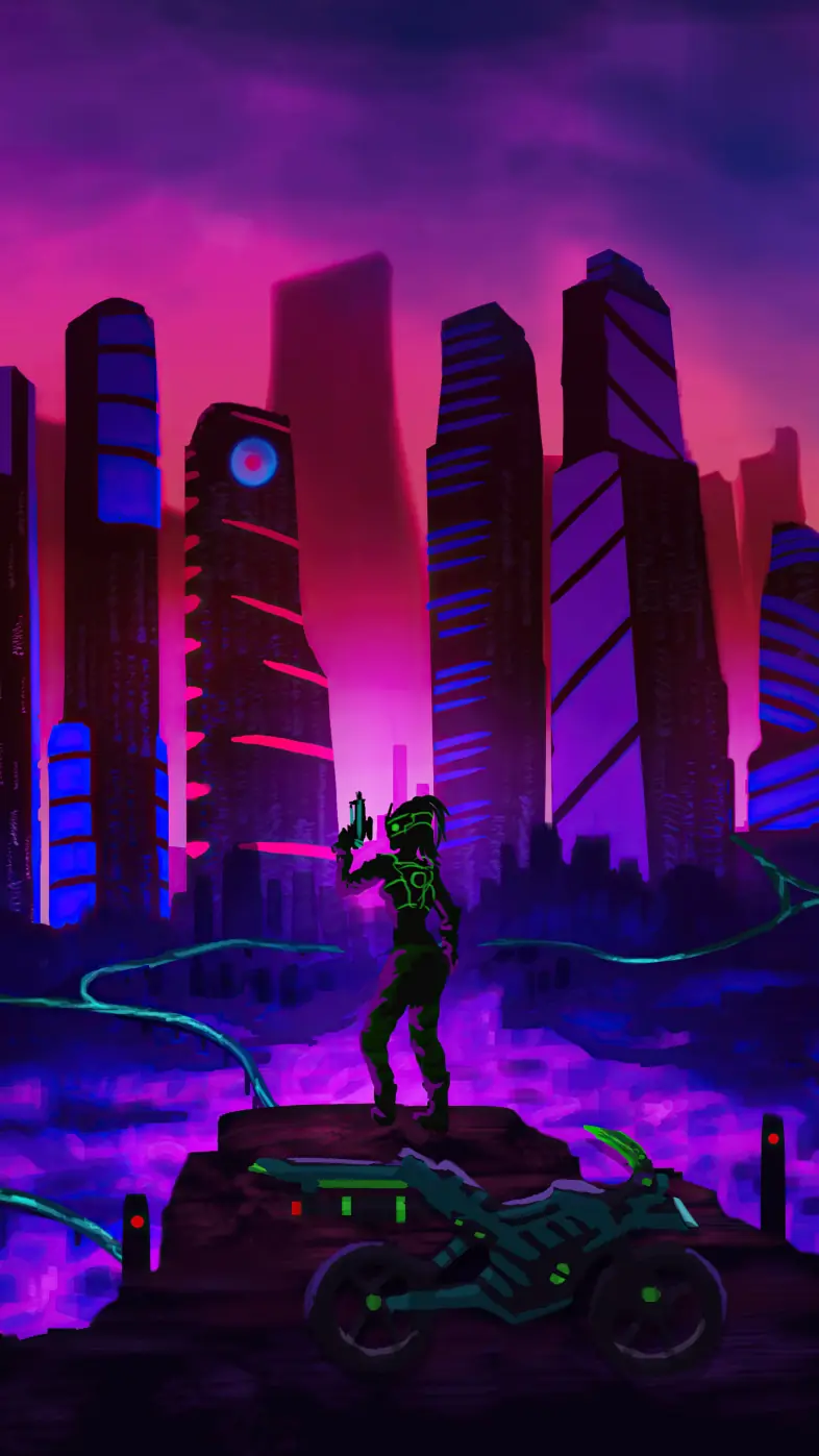 bounty hunter in carbon city gamer wallpaper