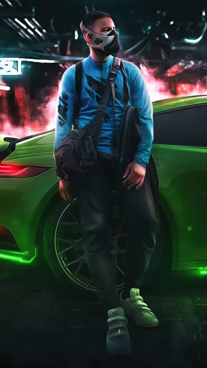 boy mask with porsche wallpaper