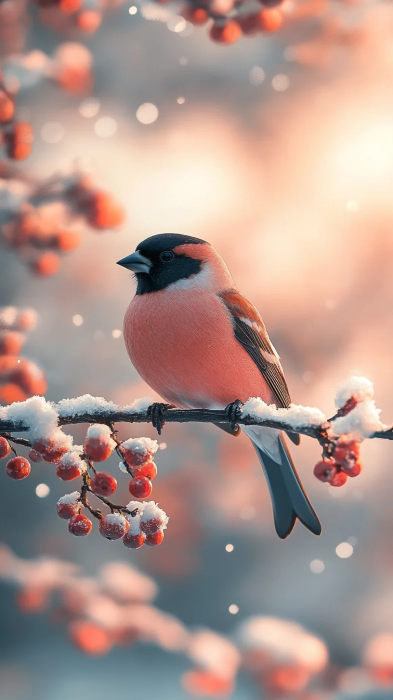 bullfinch sitting bird wallpaper